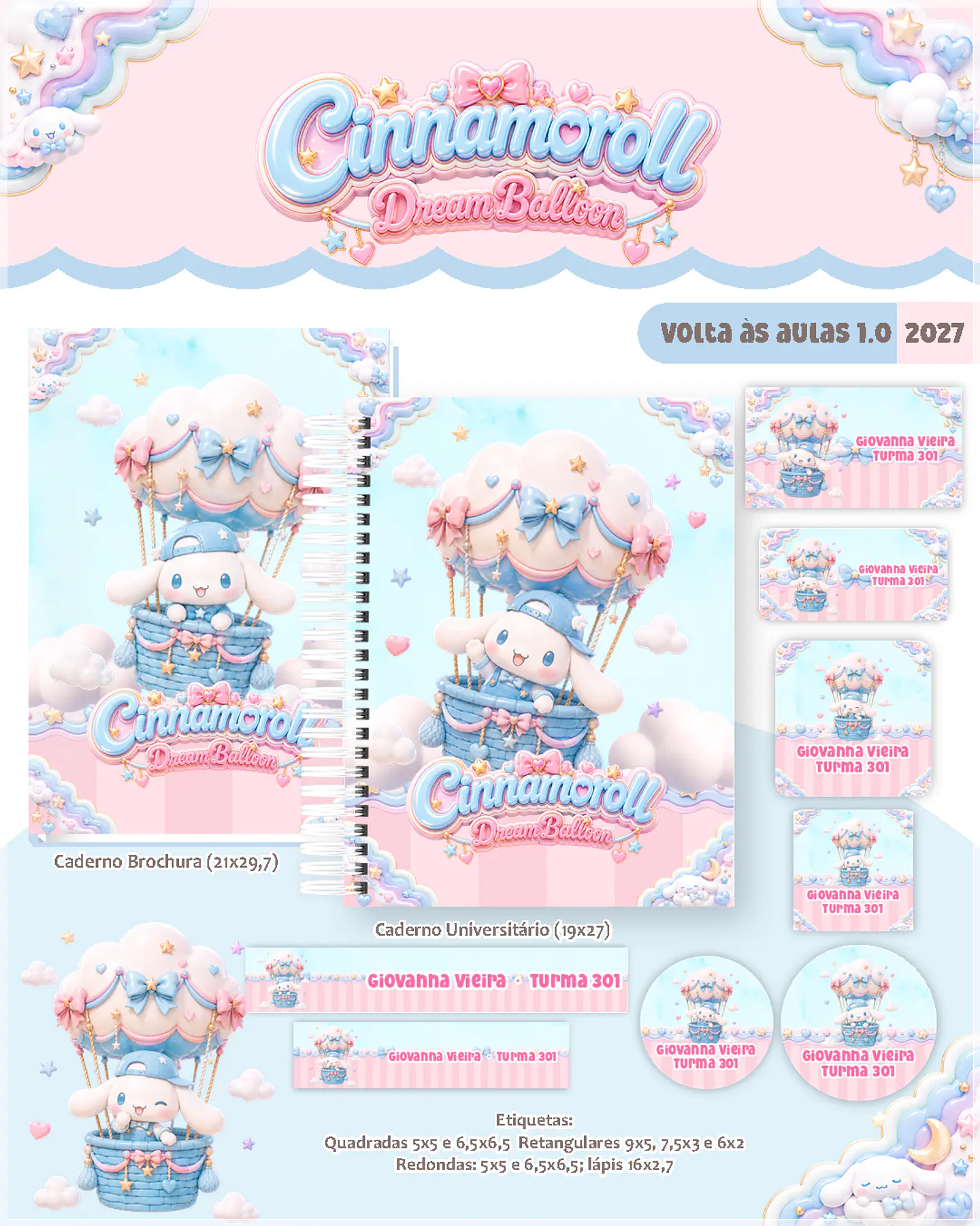 Encadernação - Coleção Escolar 1.0 Cinnamoroll Dream Ballon 1