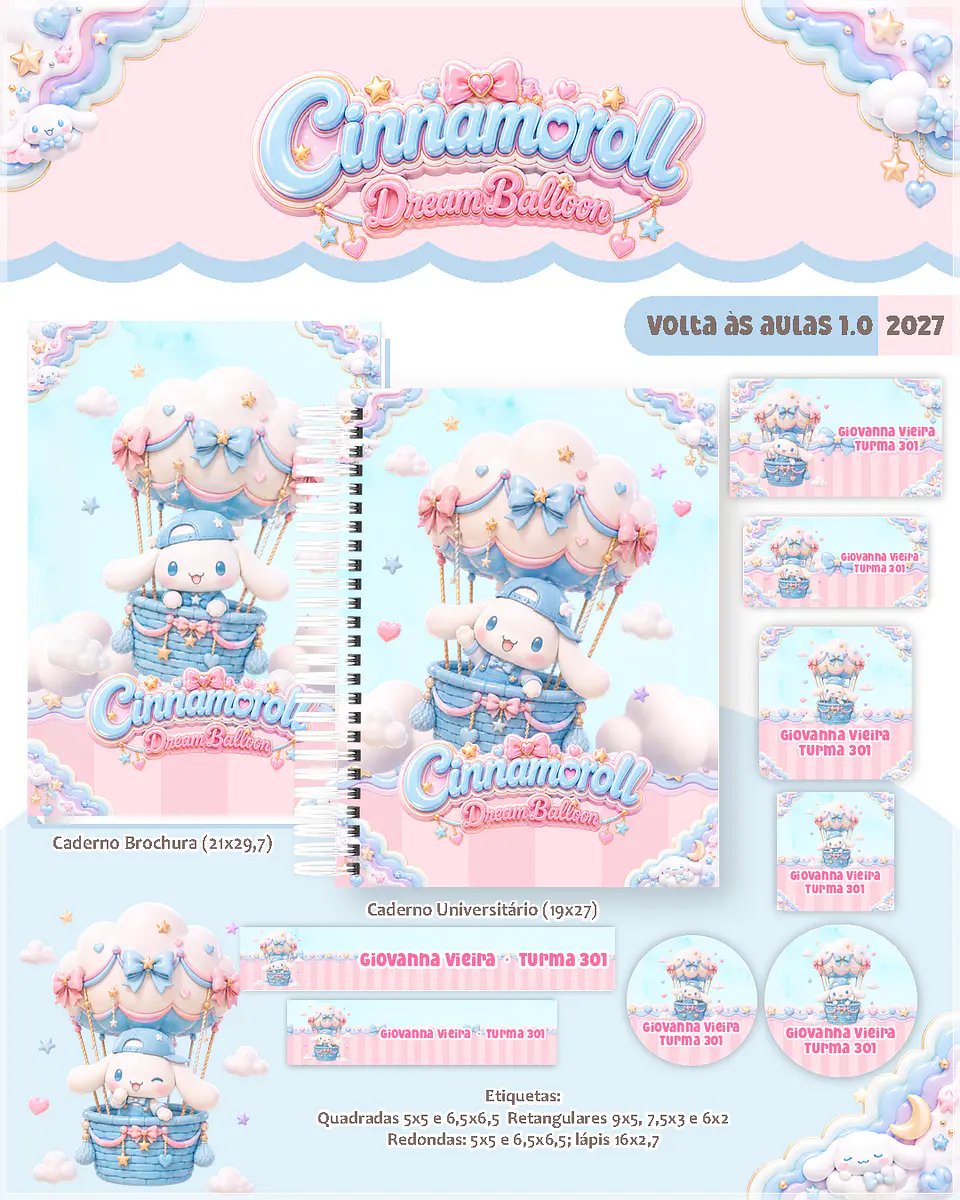 Encadernação - Coleção Escolar 1.0 Cinnamoroll Dream Ballon 1