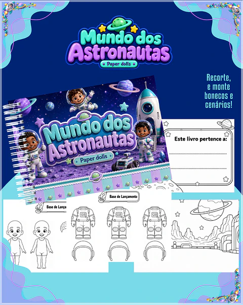 Encadernação - Paper Dolls colorir Mundo dos Astronautas