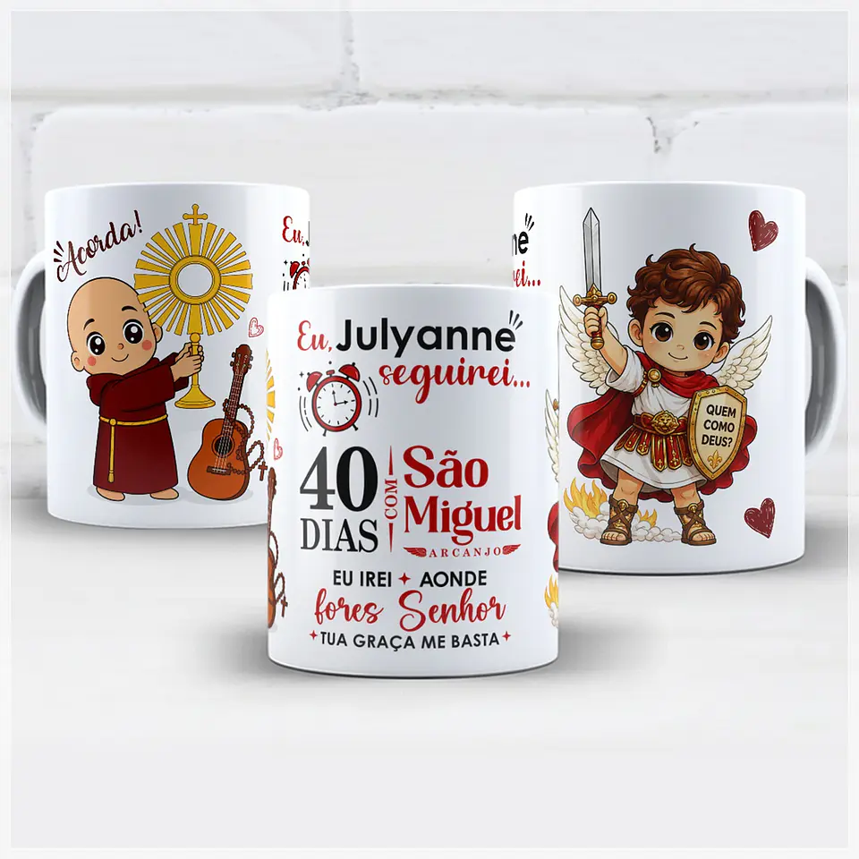 Sublimação - Caneca Frei Gilson 40 Dias Com São Miguel Arcanjo 1