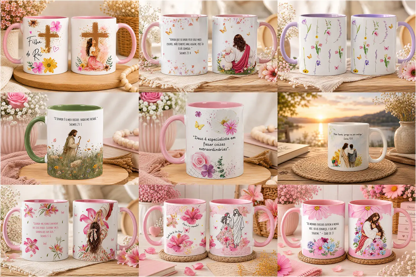 Sublimação - Canecas Fé entre Flores 1