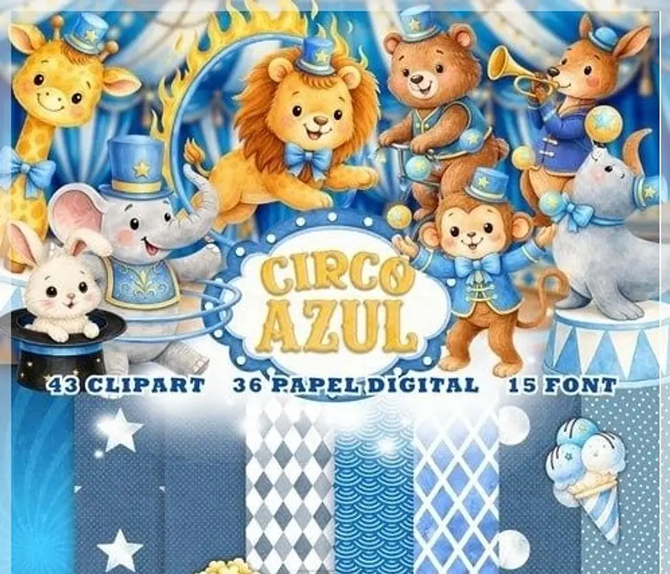 Kit Digital Circo Azul 10 1