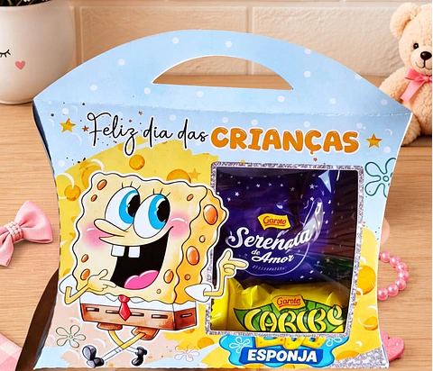Arquivo de Corte Caixa Almofada Bob Esponja Dia das Crianças 11