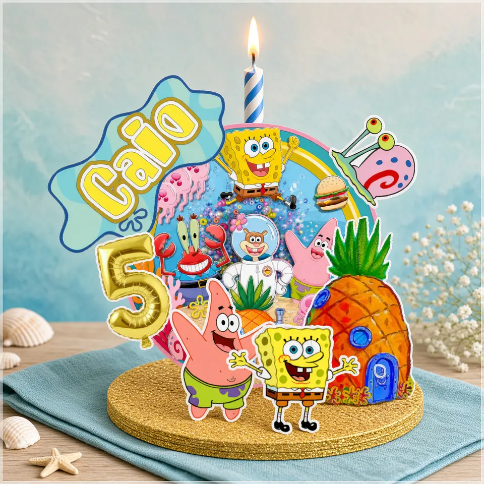 Arquivo de Corte Topo de Bolo Bob Esponja Vela Cenário 6 1