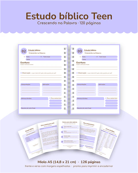Encadernação - Caderno de Estudos Biblico Teen