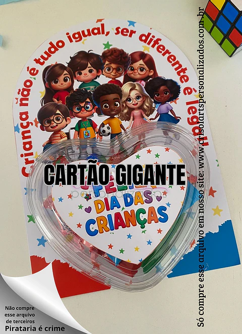 Arquivo de Corte Cartão Coração Dia das Crianças 9