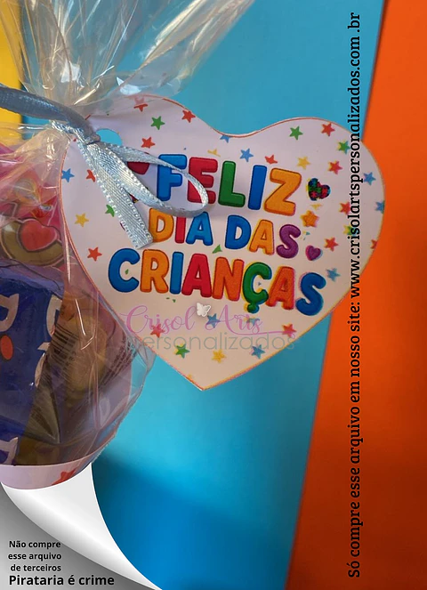 Arquivo de Corte Cards e Tags Coração Dia das Crianças Verificar 7