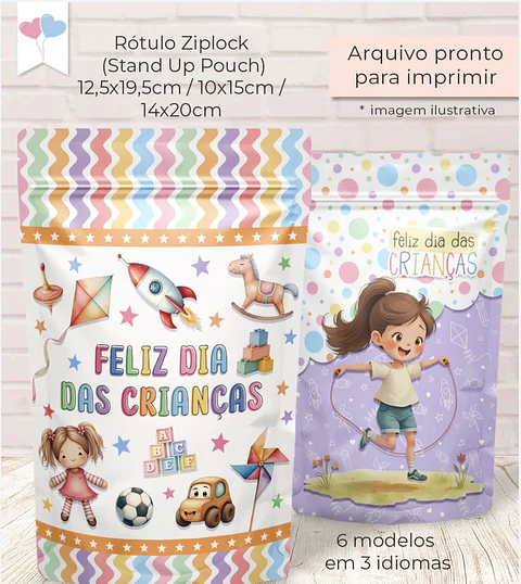 Arquivo de Corte Rótulo Ziplock - Saquinho Dia das Crianças 1