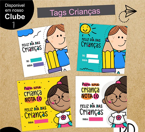 Arquivo de Corte Cards e Tags Dia das Crianças Verificar 1