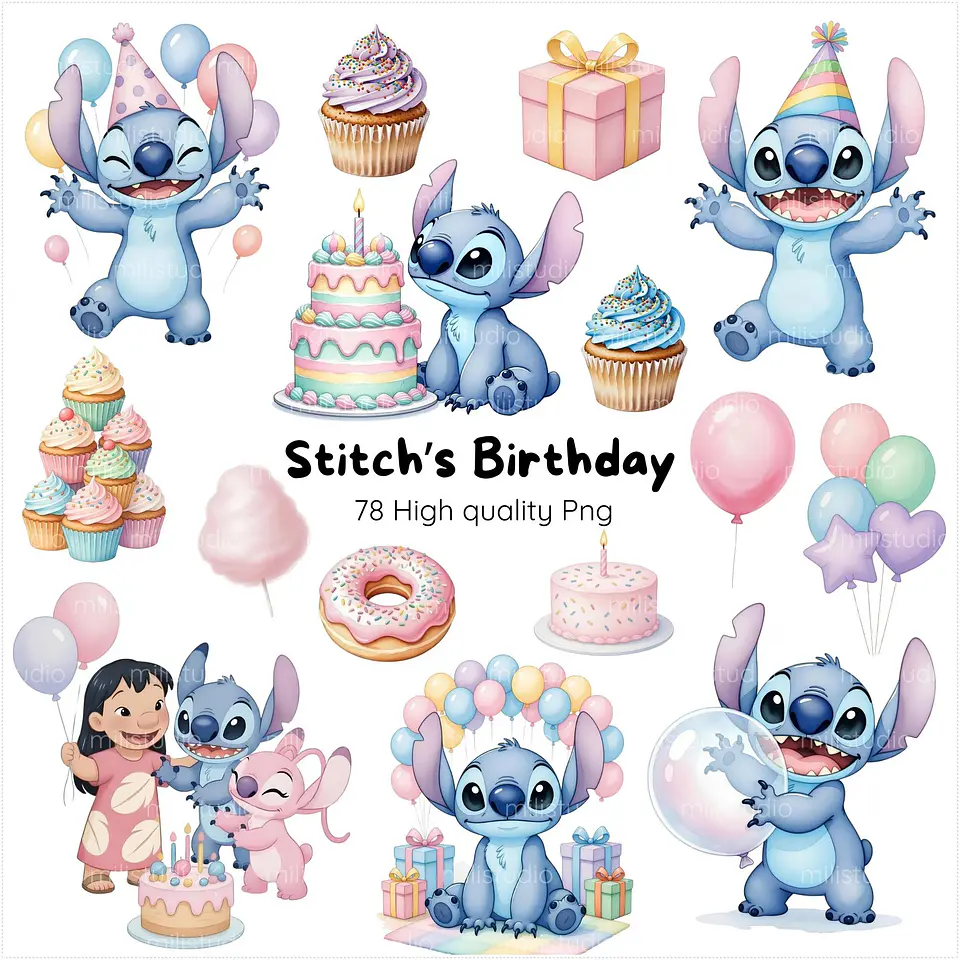 Kit Digital Stitch Birthday Cute 3 1