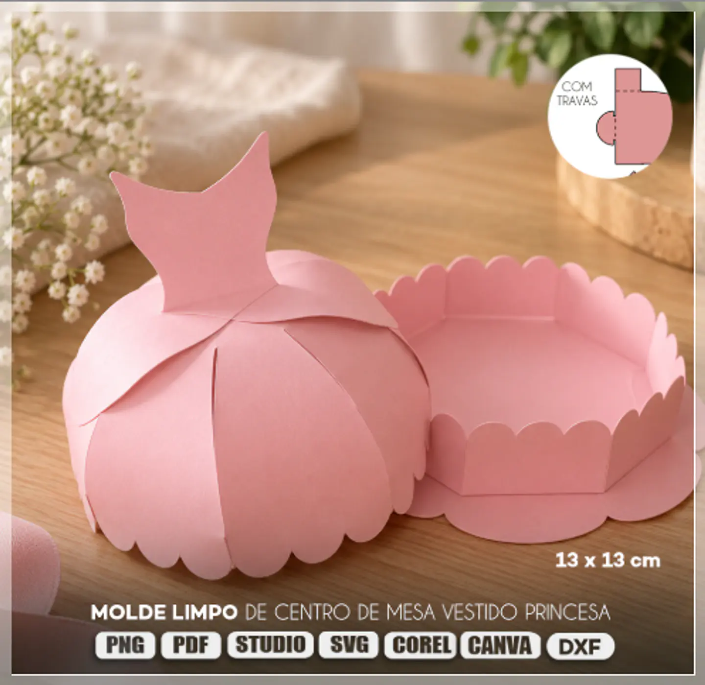Arquivo de Corte Centro de Mesa Vestido de Princesa 2 1
