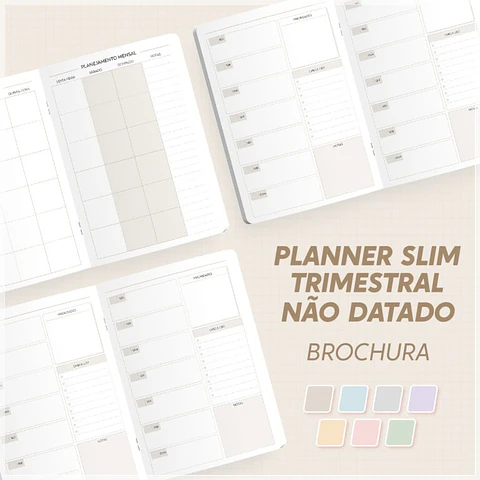Encadernação - Planner Slim Modular Trimestral Não Datado - A5 Brochura