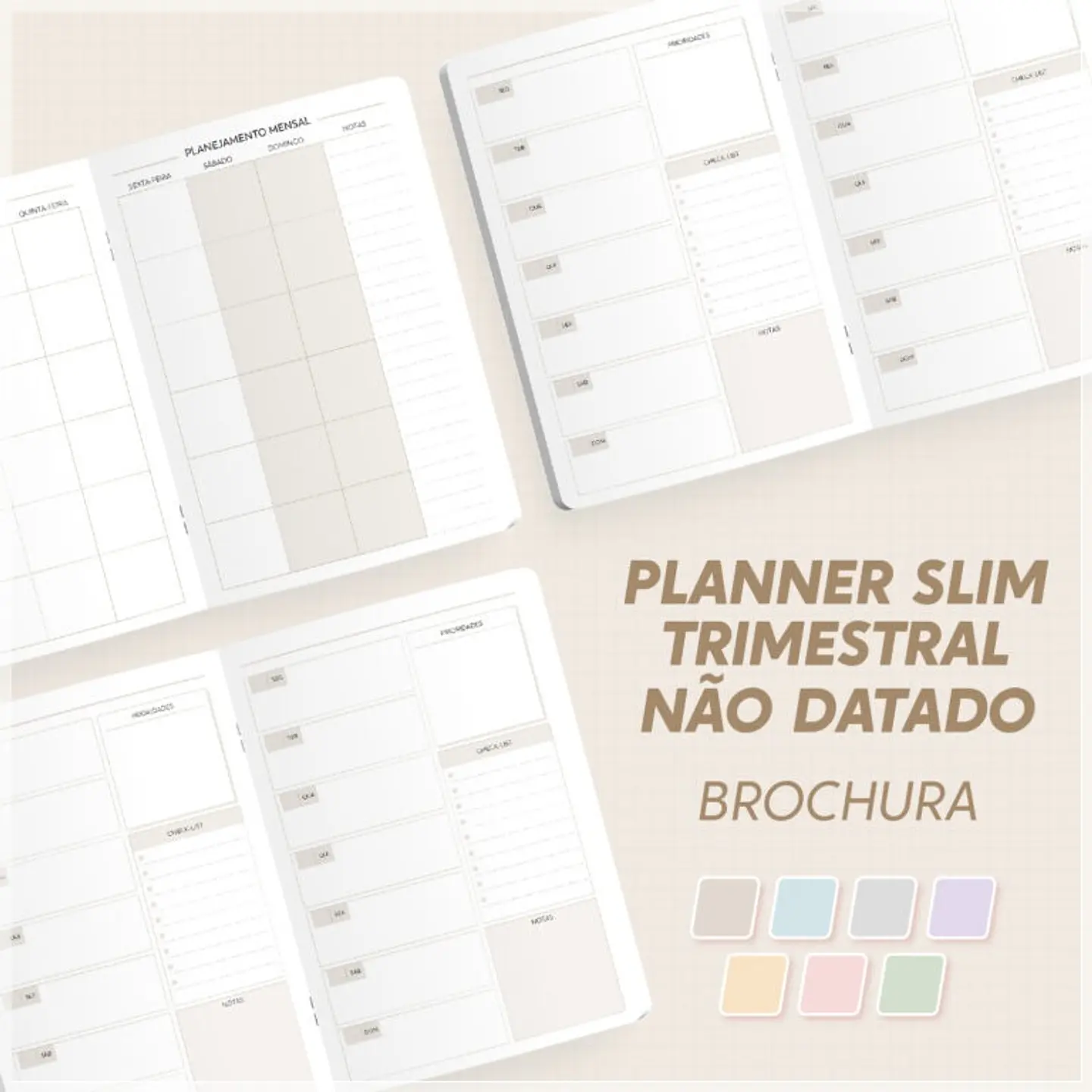 Encadernação - Planner Slim Modular Trimestral Não Datado - A5 Brochura 1