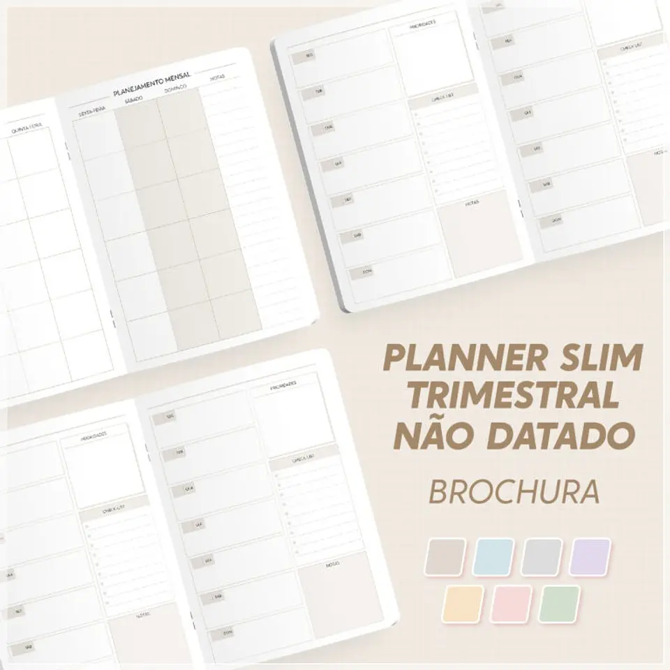 Encadernação - Planner Slim Modular Trimestral Não Datado - A5 Brochura 1