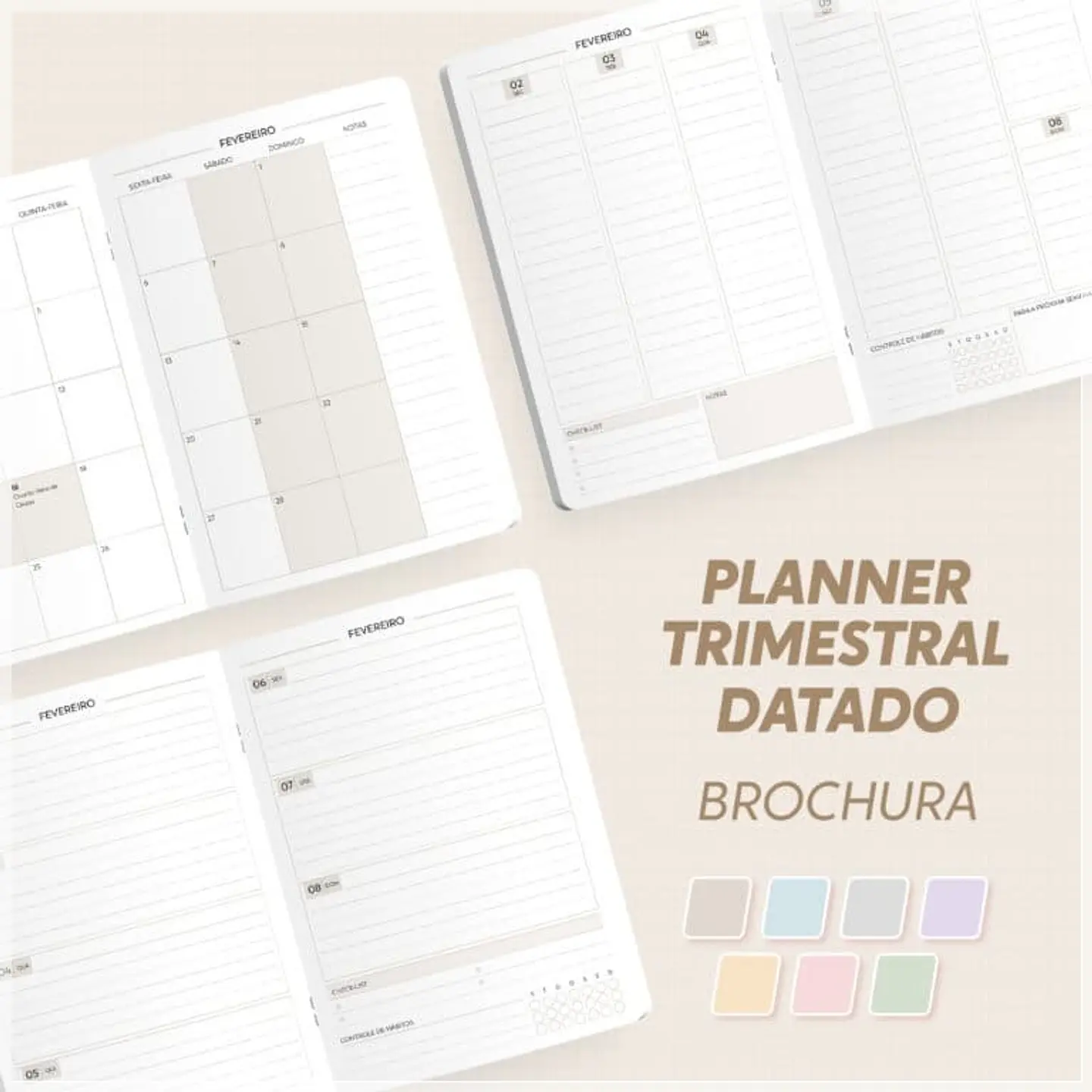 Encadernação - Planner Modular Trimestral Datado A5 Brochura 1