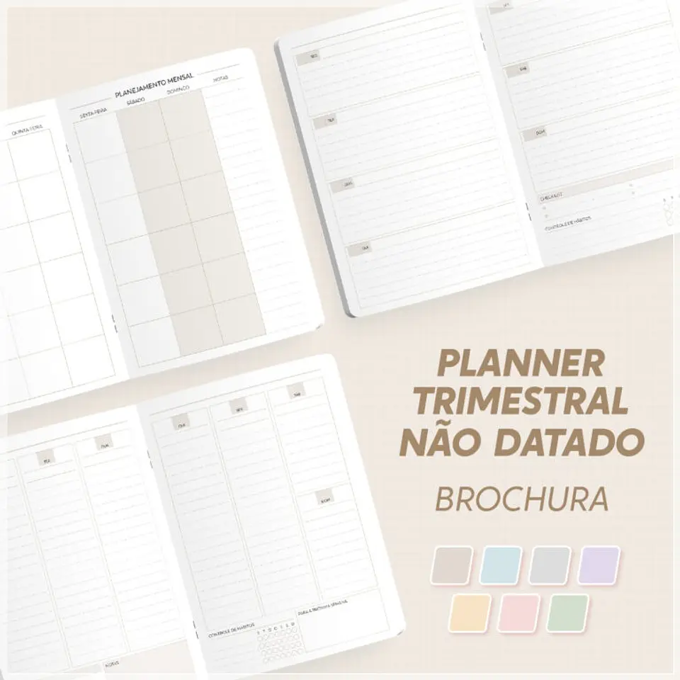 Encadernação - Planner Modular Trimestral Não Datado A5 Brochura 1