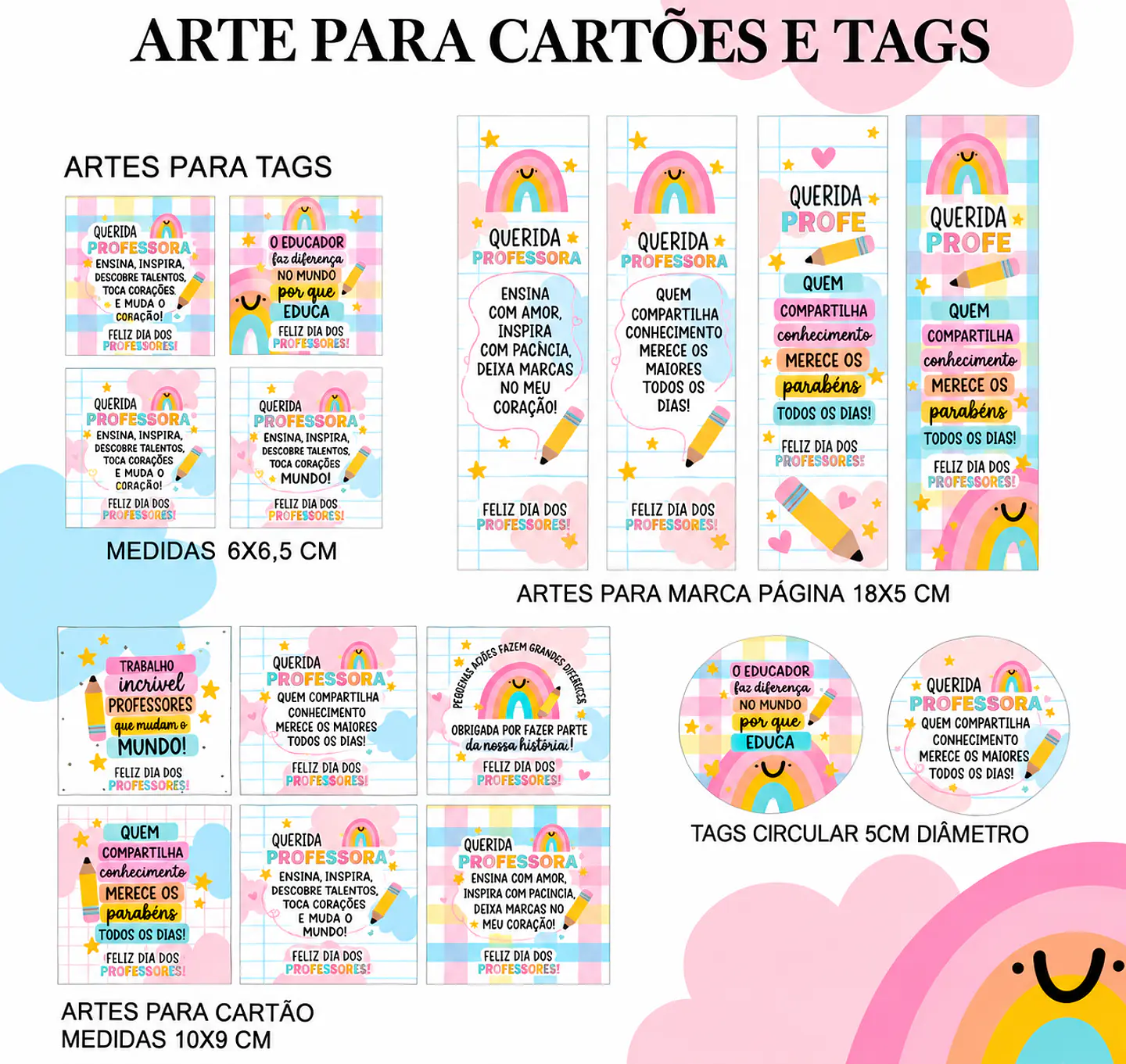 Arquivo de Corte Cartões e Tags Dia dos Professores Arco-íris 2 1