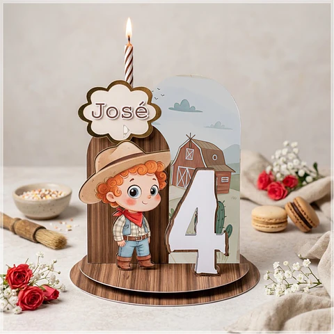 Arquivo de Corte Topo de Bolo Cenário Vela Cowboy Country 1