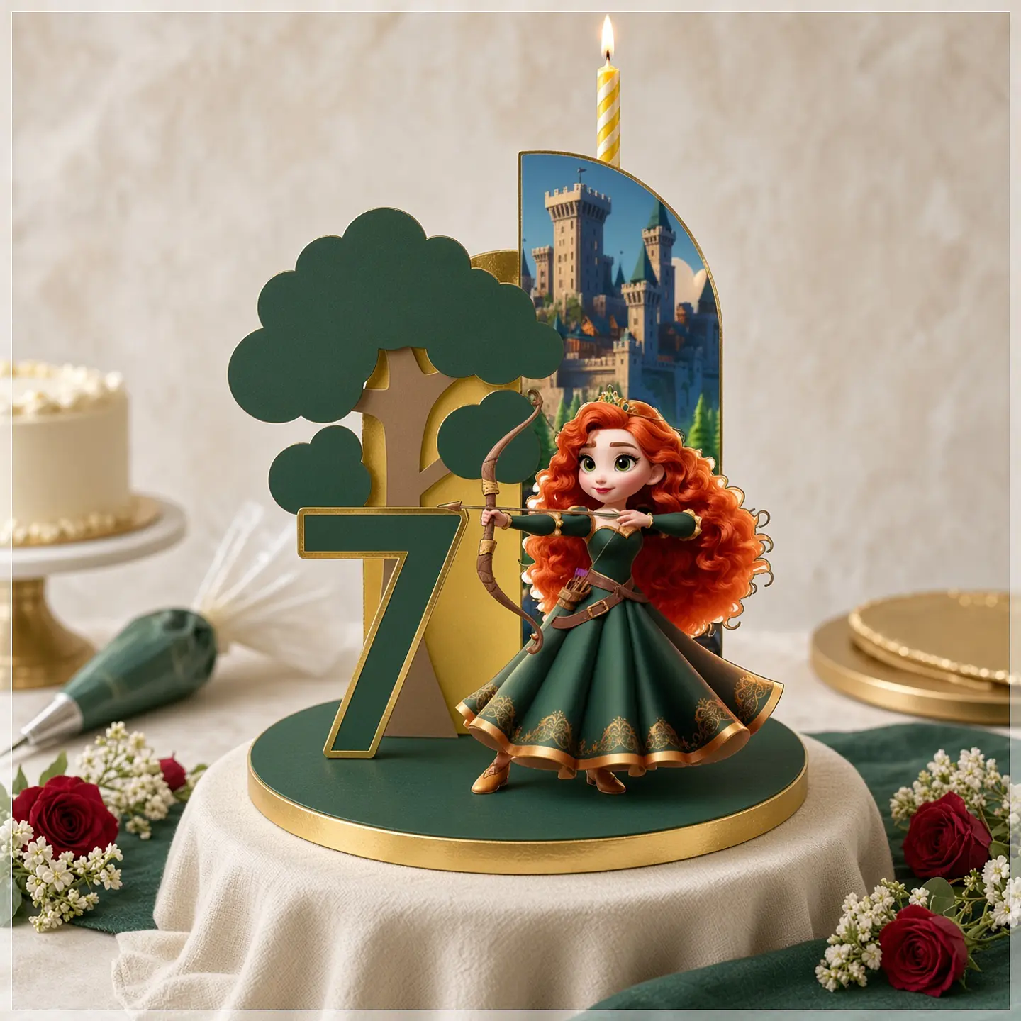 Arquivo de Corte Topo de Bolo Cenário Vela Princesa Valente Merida 1 1