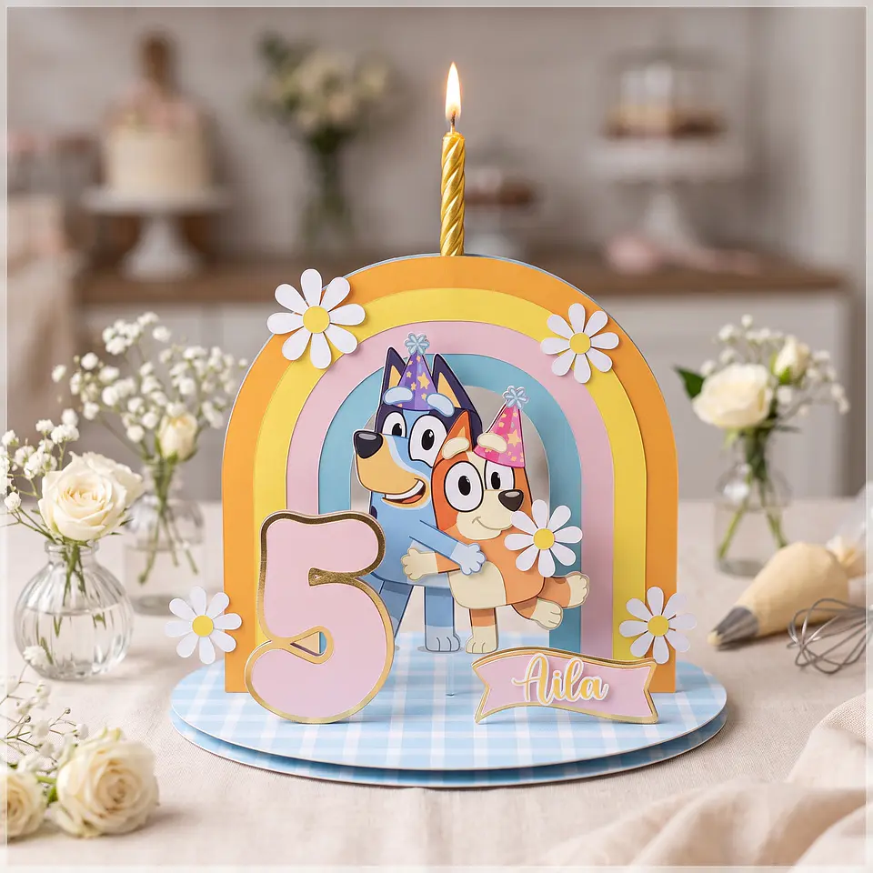 Arquivo de Corte Topo de Bolo Cenário Vela Bluey 1 1
