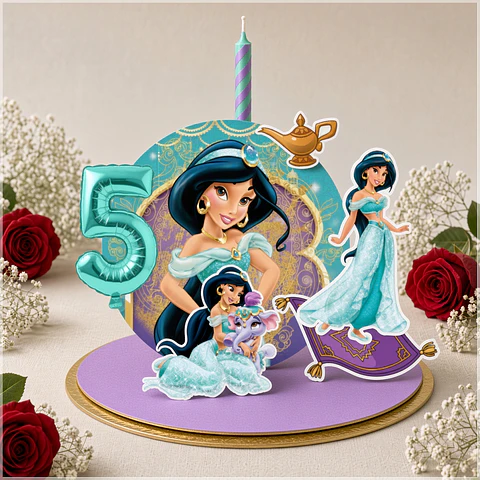 Arquivo de Corte Topo de Bolo Cenario Vela Jasmine Aladin 1