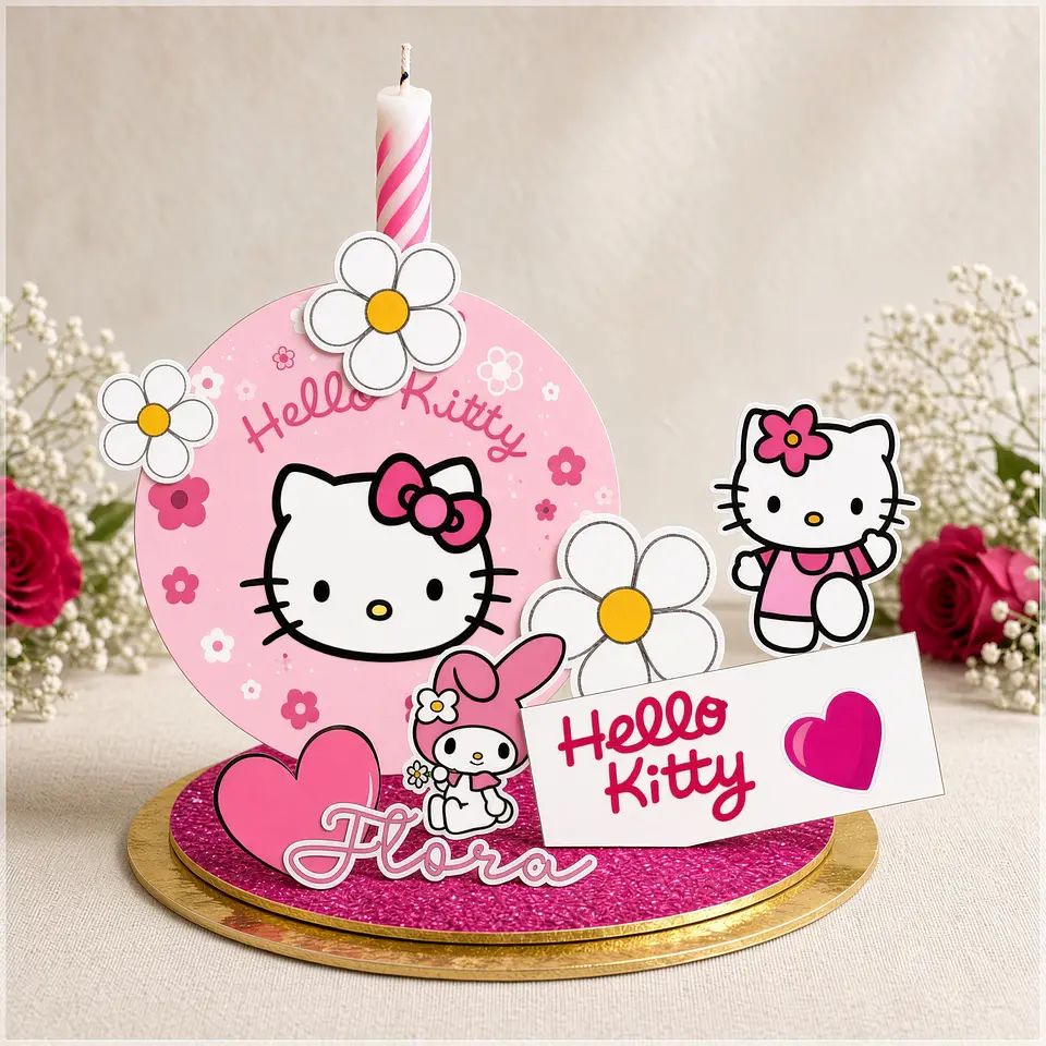 Arquivo de Corte Topo de Bolo Cenario Vela Hello Kitty 1 1