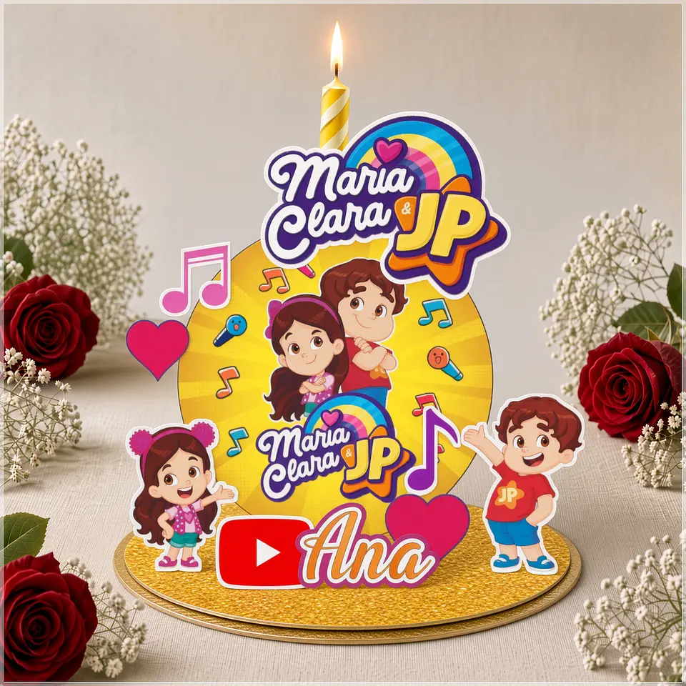 Arquivo de Corte Topo de Bolo Cenario Vela Maria Clara e JP 1 1