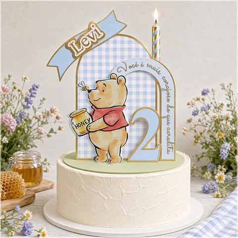 Arquivo de Corte Topo de Bolo Cenário Vela Ursinho Pooh 1