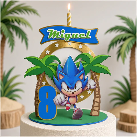 Arquivo de Corte Topo de Bolo Cenário Vela Sonic 1
