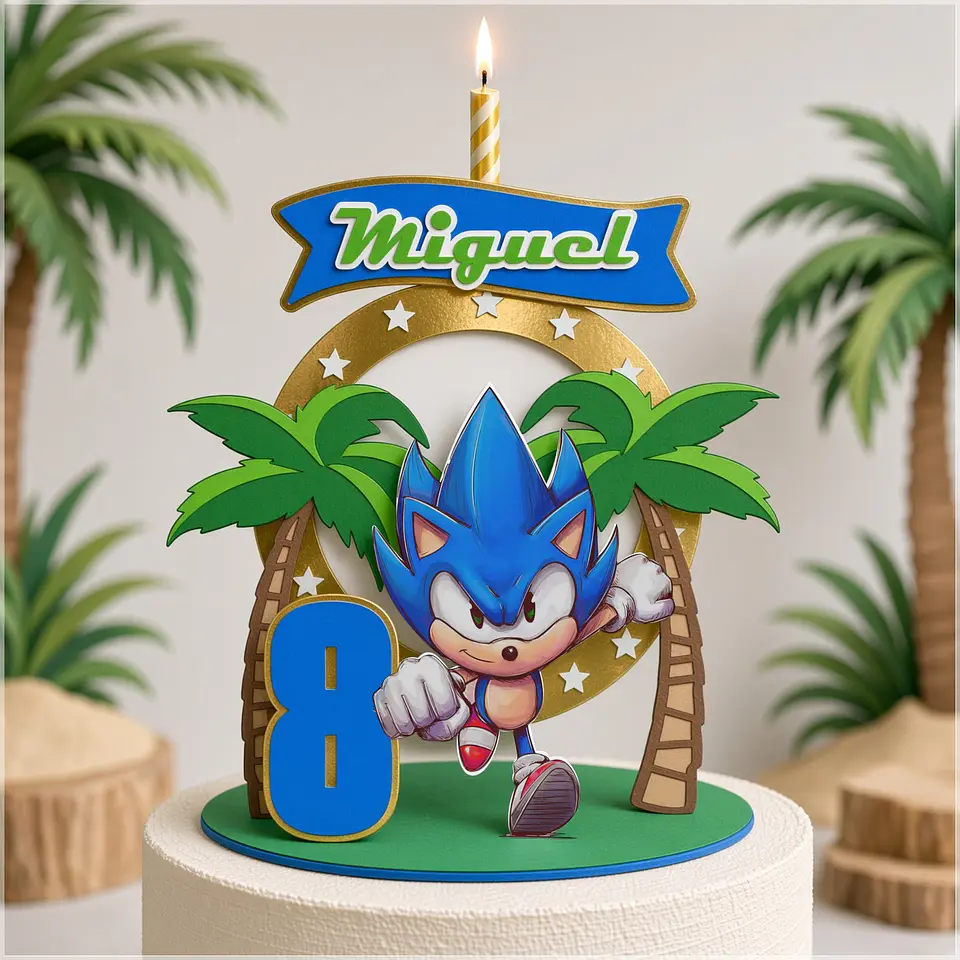 Arquivo de Corte Topo de Bolo Cenário Vela Sonic 1 1