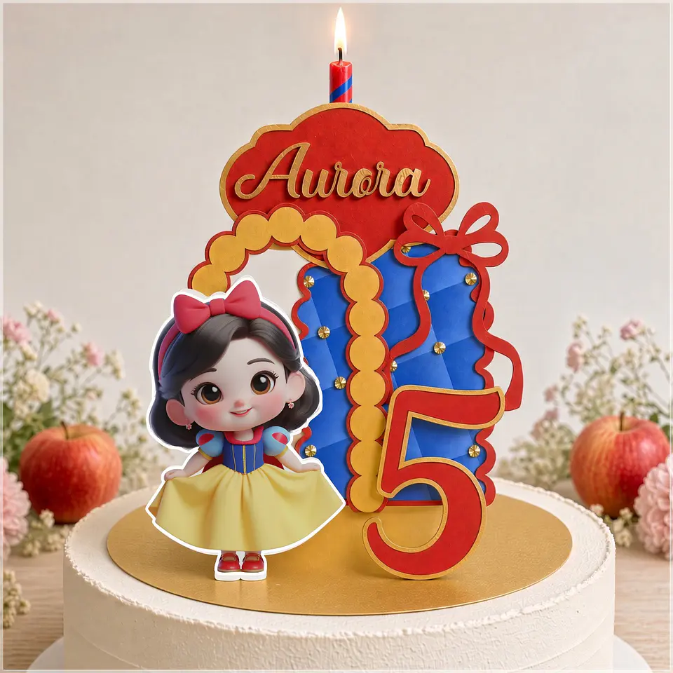 Arquivo de Corte Topo de Bolo Cenário Vela Branca de Neve 1 1