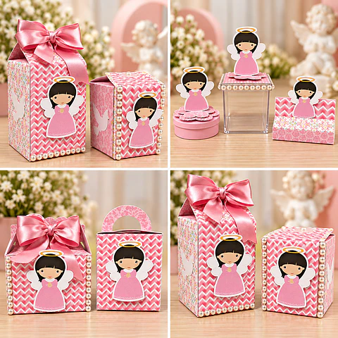 Arquivo de Corte Kit Festa Batismo Batizado Anjinha Menina Rosa 30