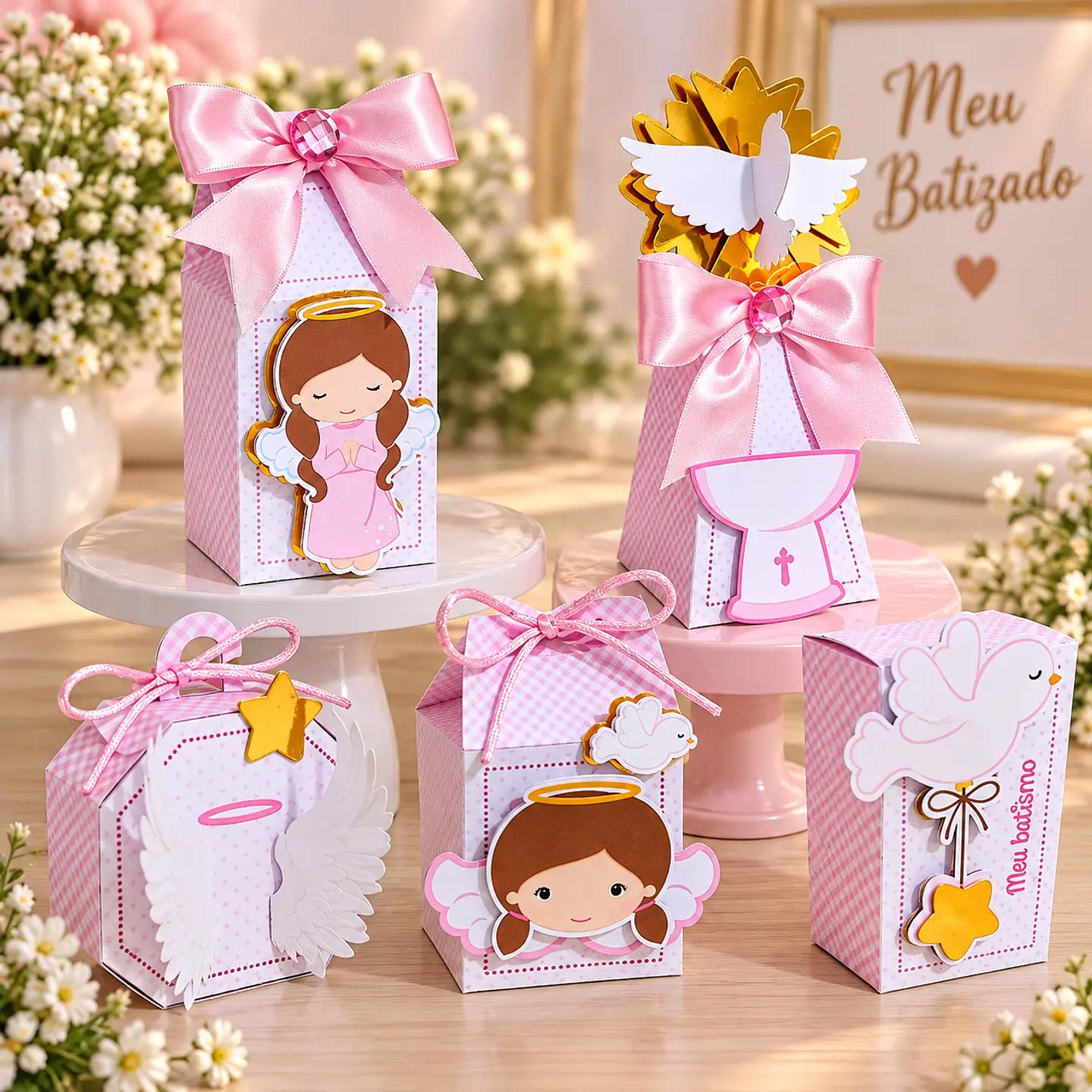 Arquivo de Corte Kit Festa Batismo Batizado Anjinha Menina Rosa 28 1