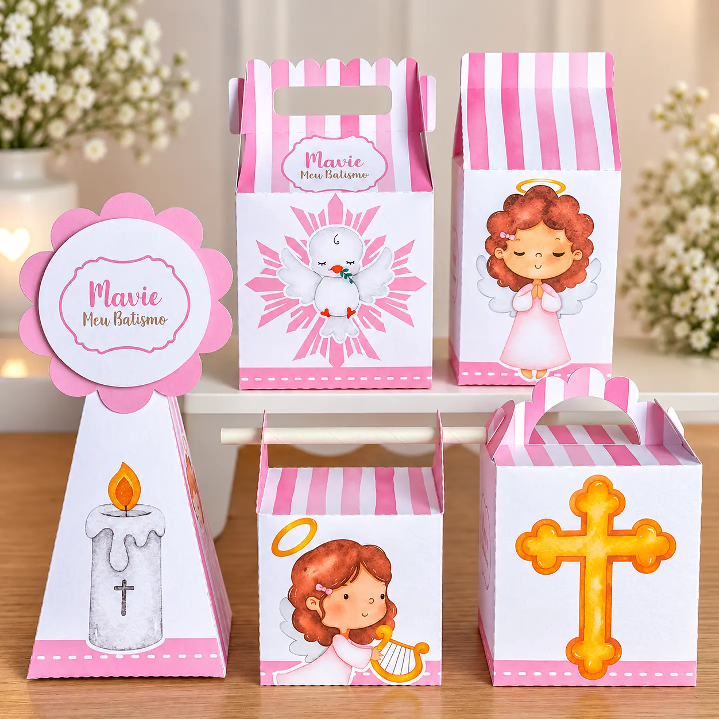 Arquivo de Corte Kit Festa Batismo Batizado Anjinha Menina Rosa 27 1