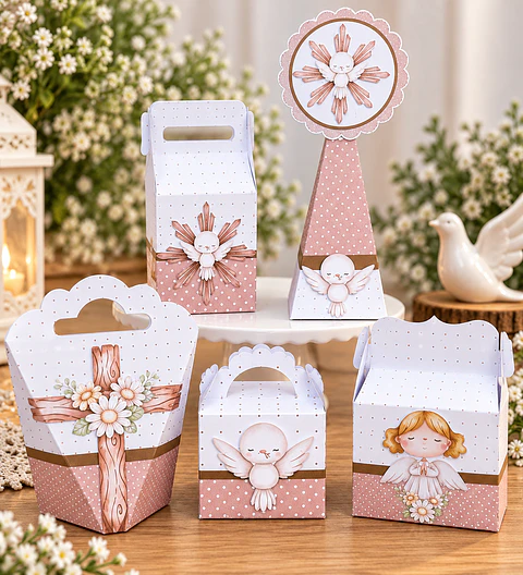 Arquivo de Corte Kit Festa Batismo Batizado Anjinha Menina Rosa 25