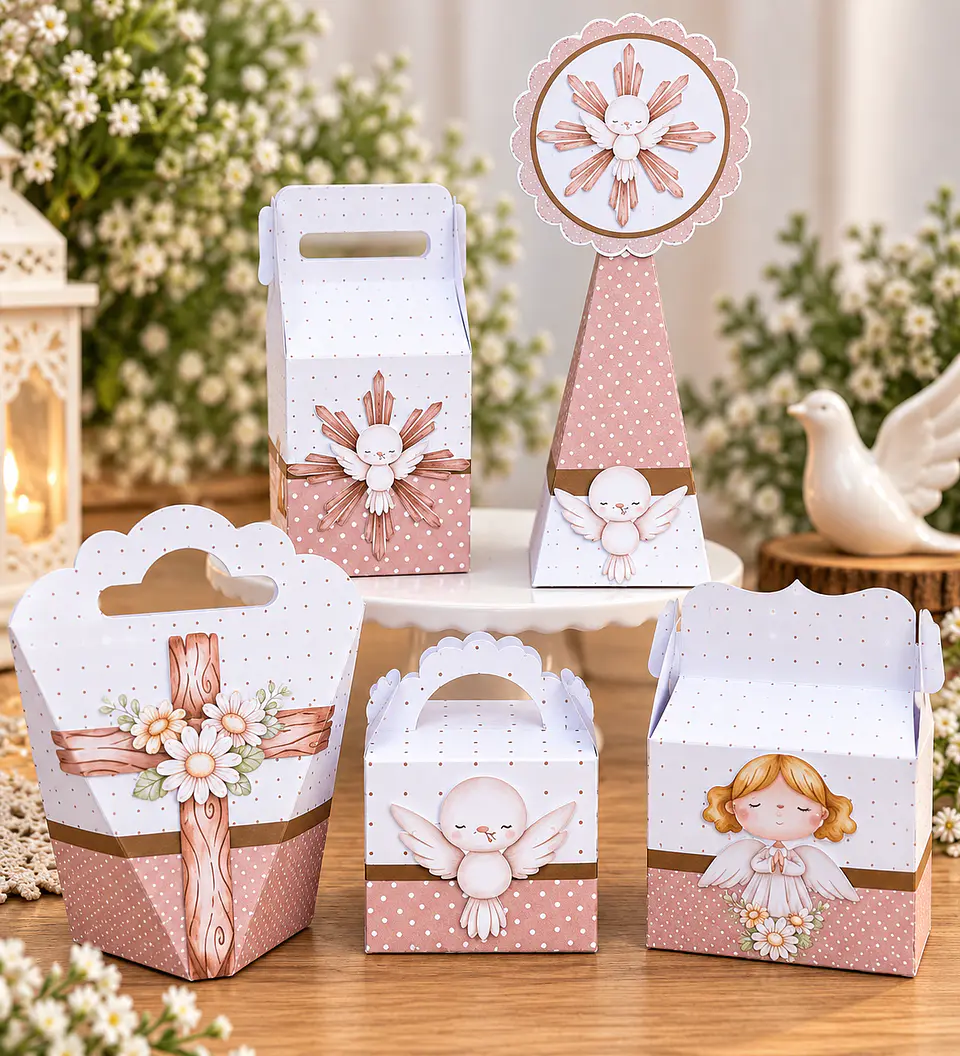 Arquivo de Corte Kit Festa Batismo Batizado Anjinha Menina Rosa 25 1