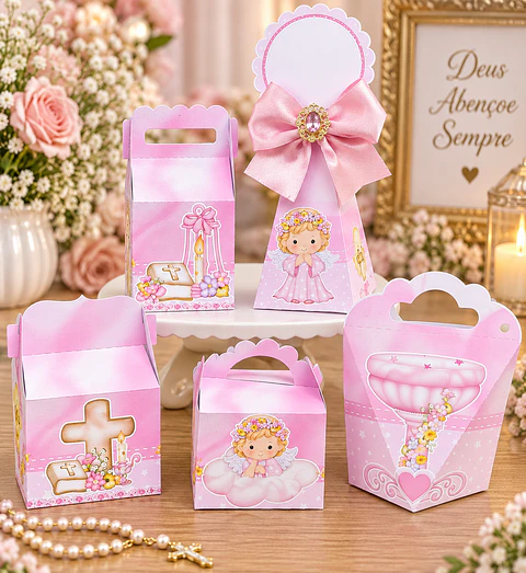 Arquivo de Corte Kit Festa Batismo Batizado Anjinha Menina Rosa 24
