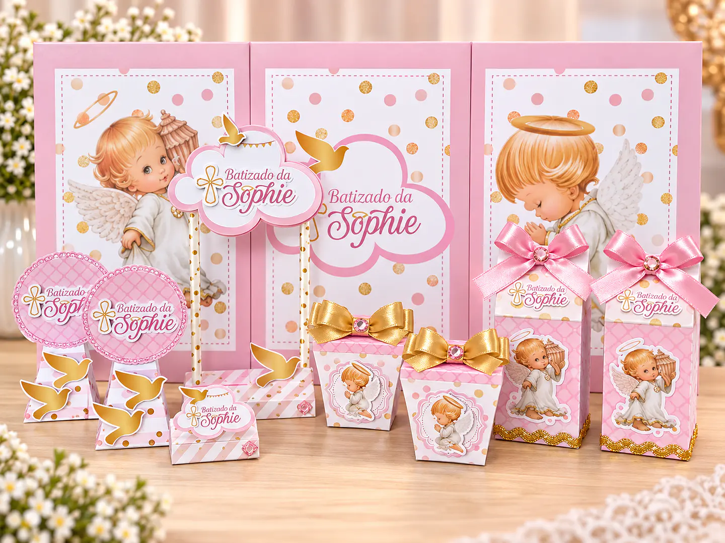 Arquivo de Corte Kit Festa Batismo Batizado Anjinha Menina Rosa 22 1