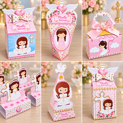 Arquivo de Corte Kit Festa Batismo Batizado Anjinha Menina Rosa 19