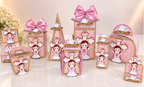 Arquivo de Corte Kit Festa Batismo Batizado Anjinha Menina Rosa 18