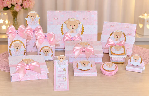 Arquivo de Corte Kit Festa Batismo Batizado Anjinha Menina Rosa 17