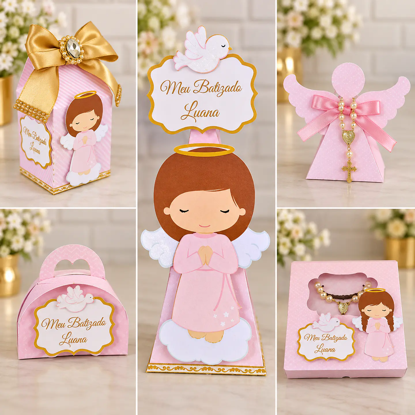 Arquivo de Corte Kit Festa Batismo Batizado Anjinha Menina Rosa 13 1