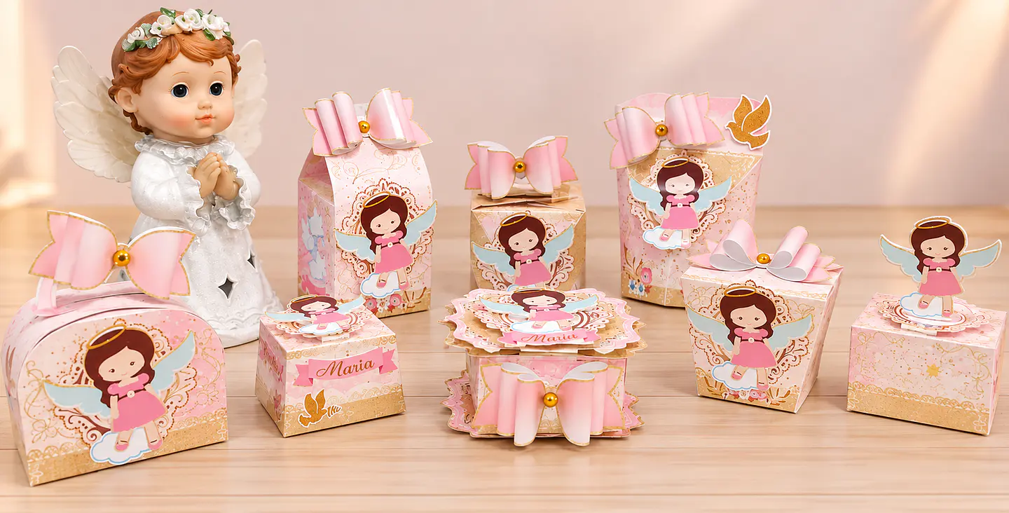 Arquivo de Corte Kit Festa Batismo Batizado Anjinha Menina Rosa 11 1
