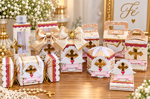 Arquivo de Corte Kit Festa Batismo Batizado Anjinha Menina Rosa 5