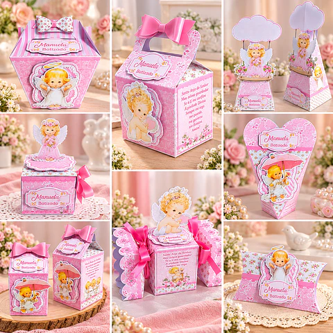Arquivo de Corte Kit Festa Batismo Batizado Anjinha Menina Rosa 4