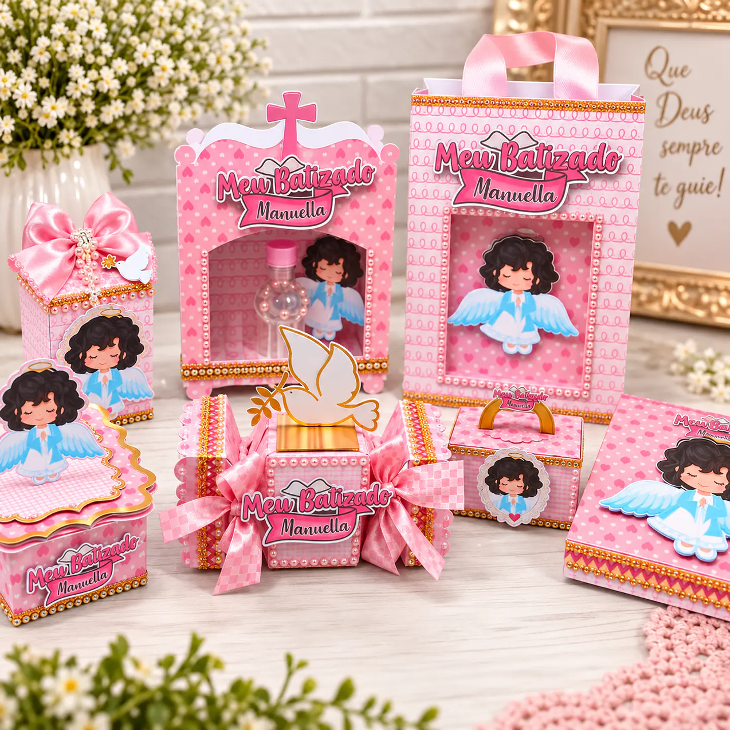 Arquivo de Corte Kit Festa Batismo Batizado Anjinha Menina Rosa 3 1