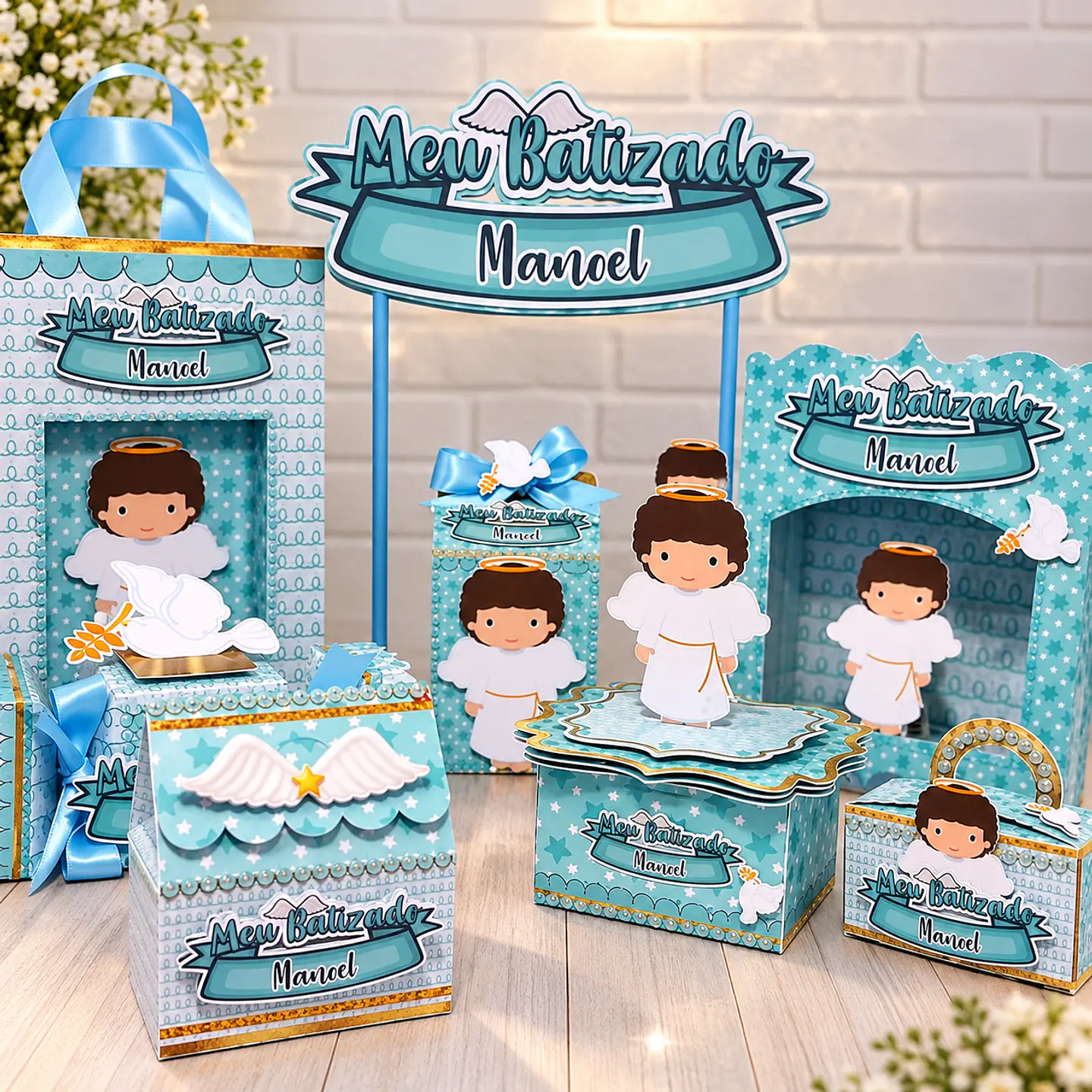 Arquivo de Corte Kit Festa Batismo Batizado Anjinho Menino Azul 23 1