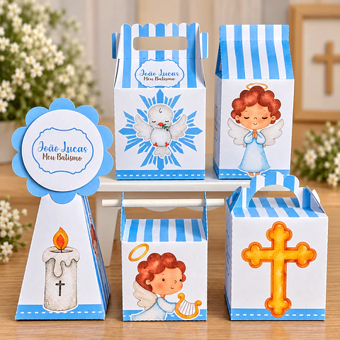 Arquivo de Corte Kit Festa Batismo Batizado Anjinho Menino Azul 20