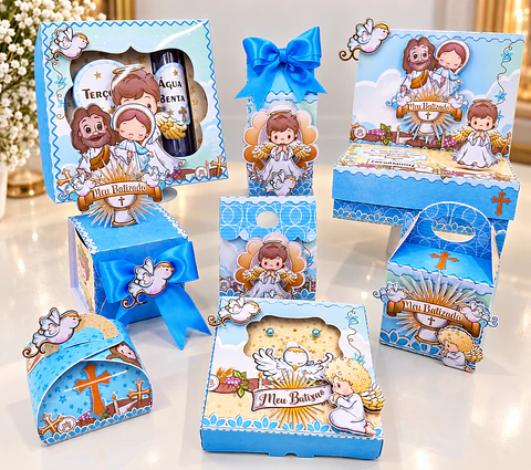 Arquivo de Corte Kit Festa Batismo Batizado Anjinho Menino Azul 18