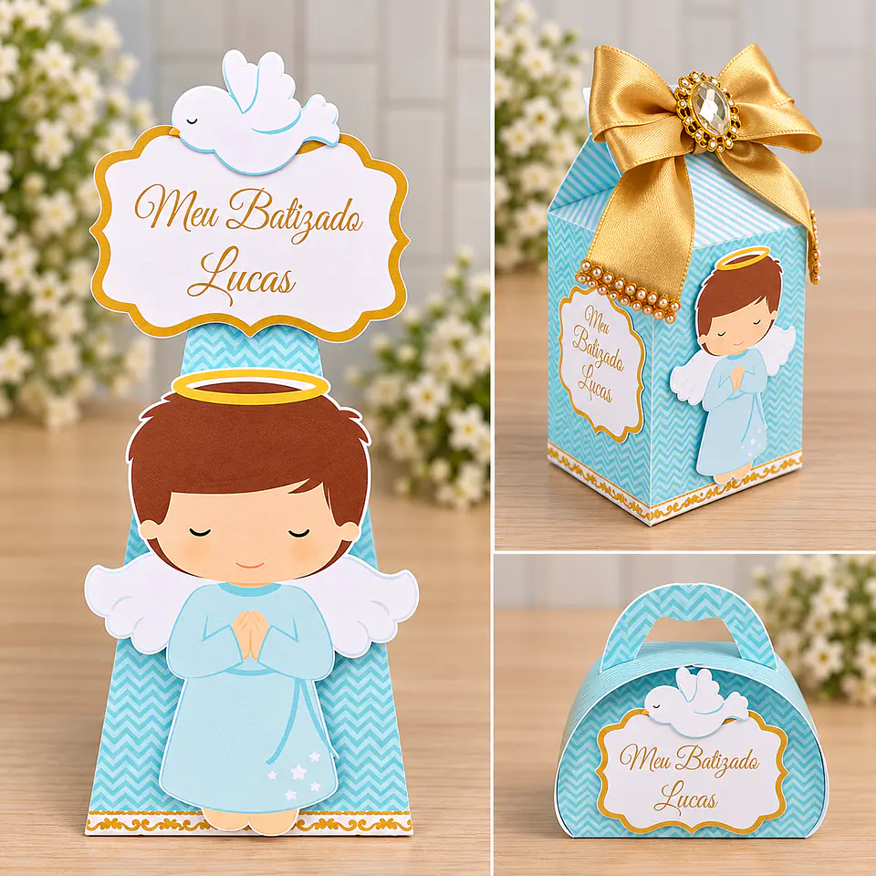 Arquivo de Corte Kit Festa Batismo Batizado Anjinho Menino Azul 10 1